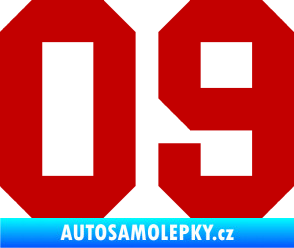 Samolepka Startovní číslo 09 tmavě červená
