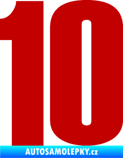 Samolepka Startovní číslo 10 typ 2    tmavě červená