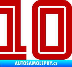 Samolepka Startovní číslo 10 typ 7 tmavě červená