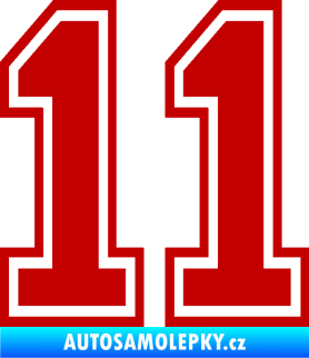 Samolepka Startovní číslo 11 typ 4 tmavě červená