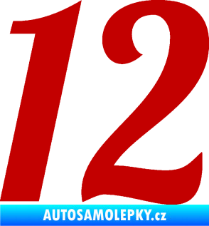 Samolepka Startovní číslo 12 typ 3    tmavě červená