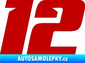 Samolepka Startovní číslo 12 typ 6 tmavě červená