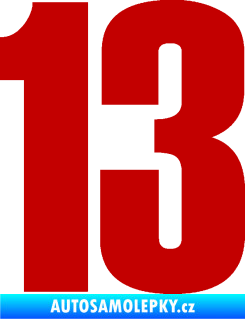 Samolepka Startovní číslo 13 typ 2    tmavě červená