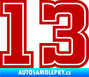 Samolepka Startovní číslo 13 typ 5 tmavě červená