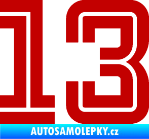 Samolepka Startovní číslo 13 typ 7 tmavě červená
