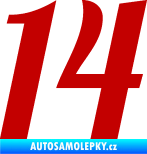 Samolepka Startovní číslo 14 typ 3      tmavě červená