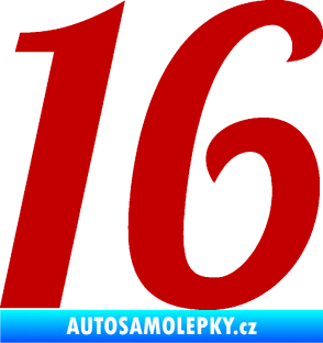 Samolepka Startovní číslo 16 typ 3       tmavě červená