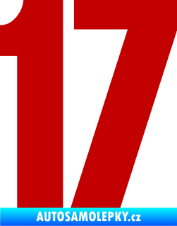 Samolepka Startovní číslo 17 typ 2    tmavě červená