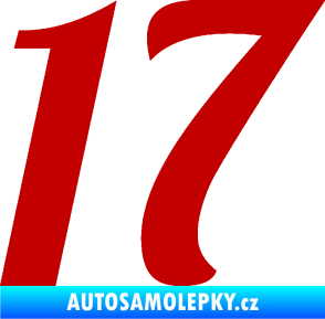Samolepka Startovní číslo 17 typ 3        tmavě červená
