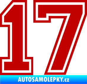 Samolepka Startovní číslo 17 typ 4 tmavě červená