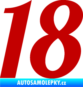 Samolepka Startovní číslo 18 typ 3         tmavě červená