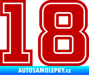 Samolepka Startovní číslo 18 typ 5 tmavě červená