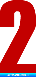 Samolepka Startovní číslo 2 typ 2   tmavě červená