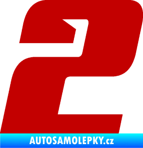 Samolepka Startovní číslo 2 typ 6 tmavě červená
