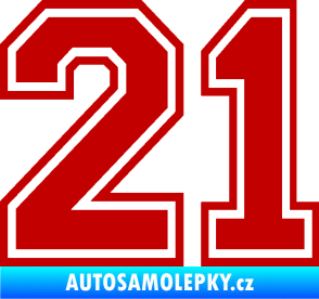 Samolepka Startovní číslo 21 typ 4 tmavě červená