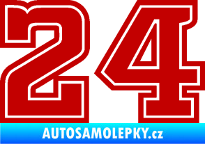 Samolepka Startovní číslo 24 typ 5 tmavě červená