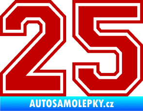 Samolepka Startovní číslo 25 typ 4 tmavě červená
