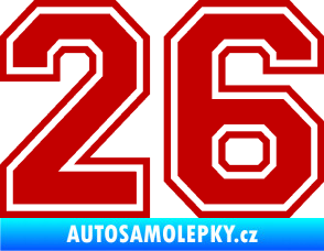 Samolepka Startovní číslo 26 typ 4 tmavě červená