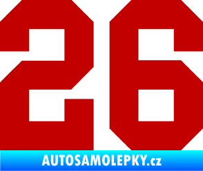 Samolepka Startovní číslo 26 tmavě červená