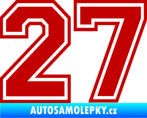 Samolepka Startovní číslo 27 typ 4 tmavě červená