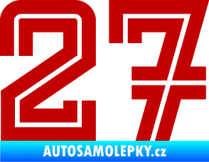 Samolepka Startovní číslo 27 typ 7 tmavě červená