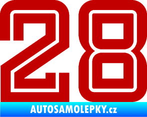 Samolepka Startovní číslo 28 typ 7 tmavě červená