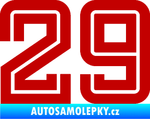 Samolepka Startovní číslo 29 typ 7 tmavě červená
