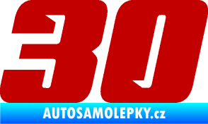 Samolepka Startovní číslo 30 typ 6 tmavě červená