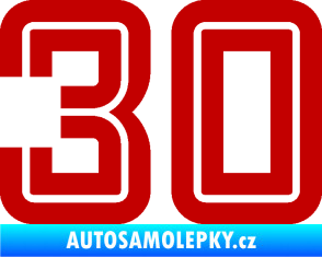 Samolepka Startovní číslo 30 typ 7 tmavě červená