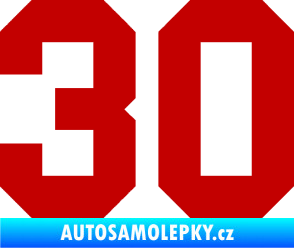 Samolepka Startovní číslo 30 tmavě červená