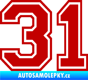 Samolepka Startovní číslo 31 typ 4 tmavě červená