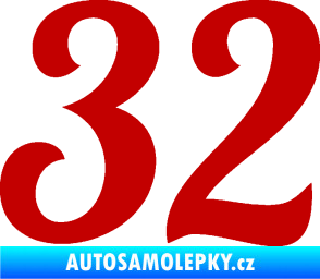 Samolepka Startovní číslo 32 typ 3 tmavě červená