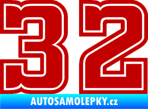 Samolepka Startovní číslo 32 typ 5 tmavě červená