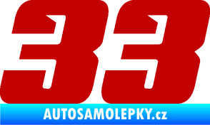Samolepka Startovní číslo 33 typ 6 tmavě červená