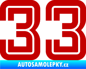 Samolepka Startovní číslo 33 typ 7 tmavě červená