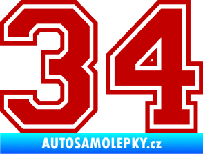 Samolepka Startovní číslo 34 typ 4 tmavě červená