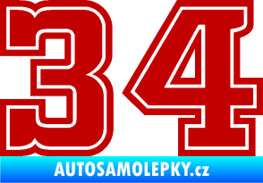 Samolepka Startovní číslo 34 typ 5 tmavě červená