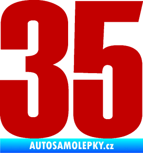 Samolepka Startovní číslo 35 typ 2  tmavě červená