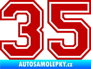 Samolepka Startovní číslo 35 typ 4 tmavě červená