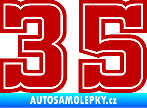 Samolepka Startovní číslo 35 typ 5 tmavě červená
