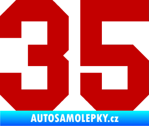 Samolepka Startovní číslo 35 tmavě červená