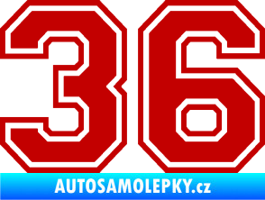 Samolepka Startovní číslo 36 typ 4 tmavě červená