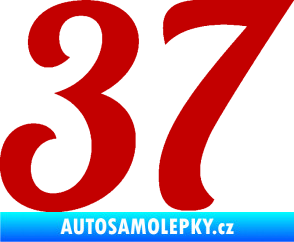 Samolepka Startovní číslo 37 typ 3  tmavě červená