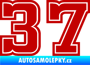 Samolepka Startovní číslo 37 typ 5 tmavě červená