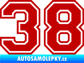 Samolepka Startovní číslo 38 typ 4 tmavě červená