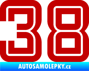 Samolepka Startovní číslo 38 typ 7 tmavě červená