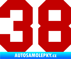 Samolepka Startovní číslo 38 tmavě červená