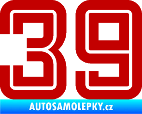 Samolepka Startovní číslo 39 typ 7 tmavě červená