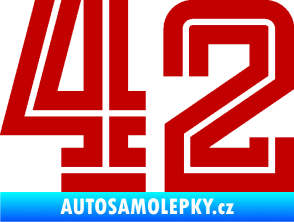 Samolepka Startovní číslo 42 typ 7 tmavě červená