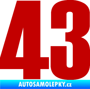 Samolepka Startovní číslo 43 typ 2    tmavě červená
